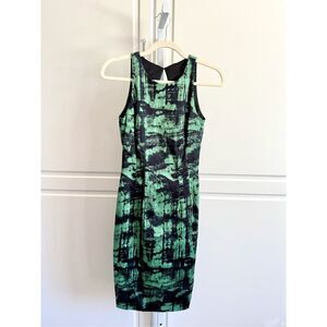 NWT JAY GODFREY knee length stretch sheath green and black dress Size 2